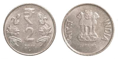 2 pièces de monnaie indienne