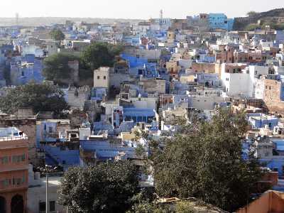 Vue aérienne de maisons bleues à Jodhpur
